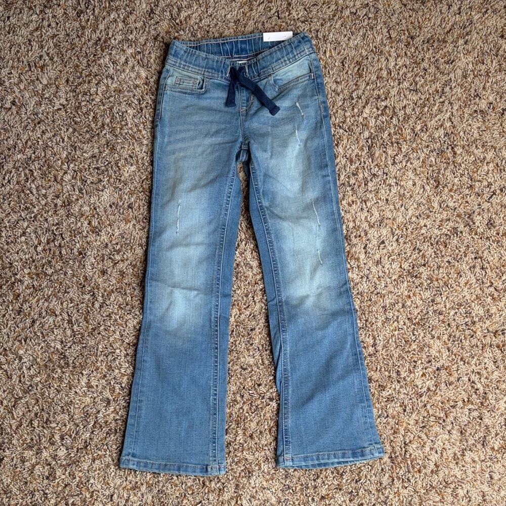 NWT Justice Denim Soft Stretchy Comfy Bootcut Light Blue Jeans size 7 slim